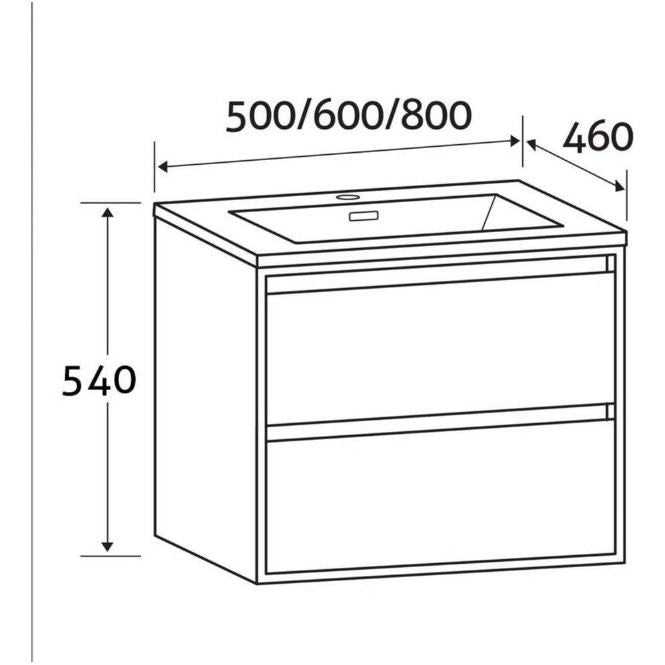 Windsor 500mm Wall Hung Vanity Unit in French Grey & Sawn Oak
