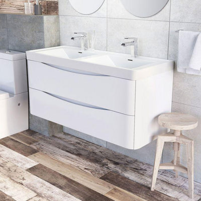 Montana 1200mm Wall Hung Vanity Unit in Gloss White & Resin Basin