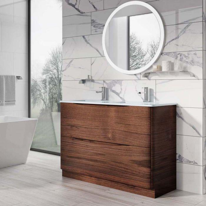 Montana 1200mm Floorstanding Vanity Unit in Rosewood & White Glass Basin