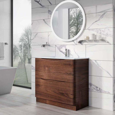 Montana 900mm Floorstanding Vanity Unit in Rosewood & White Glass Basin