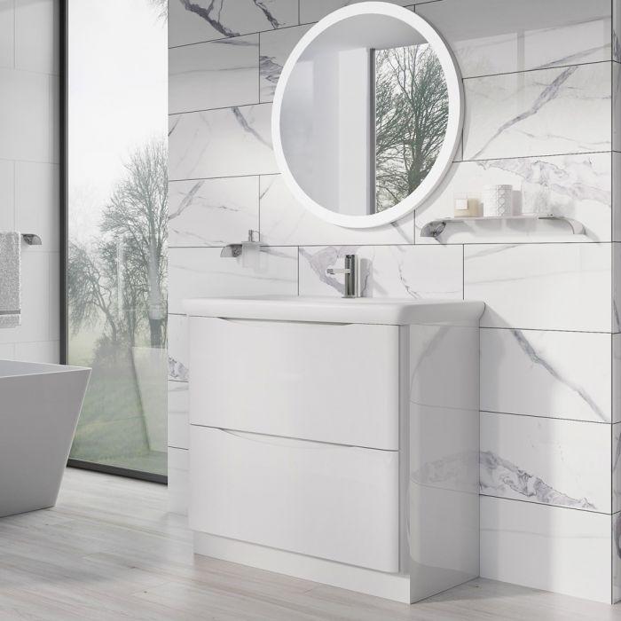 Montana 900mm Floorstanding Vanity Unit in Gloss White & Link Resin Basin