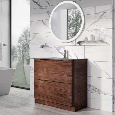 Montana 900mm Floorstanding Vanity Unit in Rosewood & Grey Glass Basin