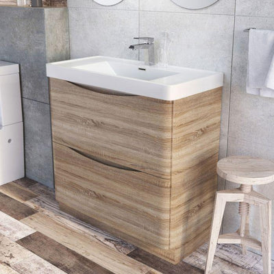 Montana 900mm Floorstanding Vanity Unit in Light Oak & Resin Basin