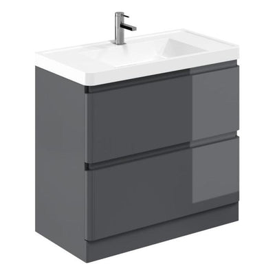 Nancy 900mm Floor Standing Vanity Unit with Resin Basin in Titanium Grey