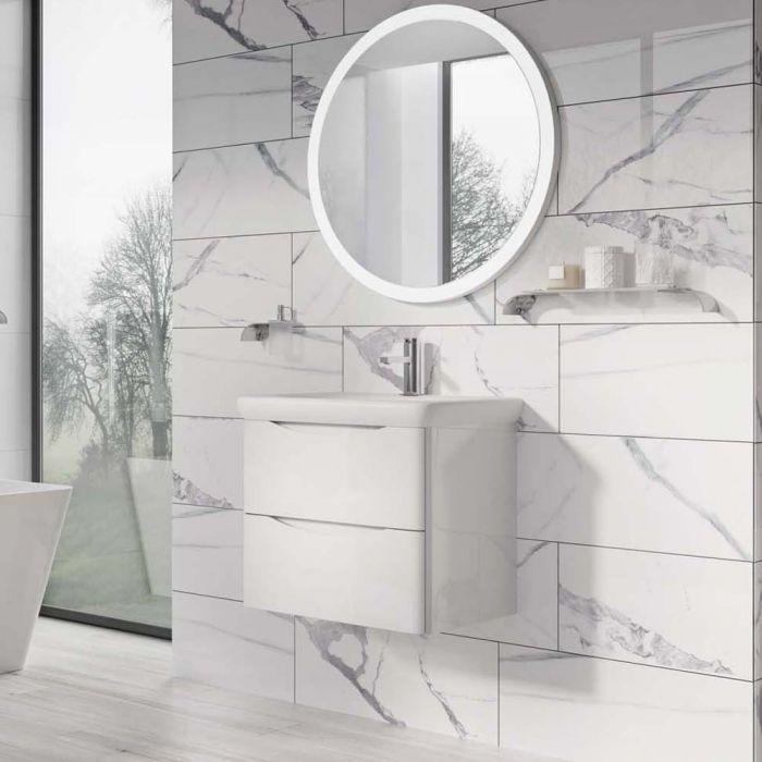 Montana 600mm Wall Hung Vanity Unit in Gloss White & Link Resin Basin