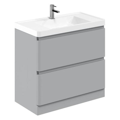 Nancy 900mm Floor Standing Vanity Unit with Resin Basin in Light Grey Gloss
