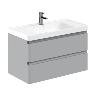 Nancy 900mm Wall Hung Vanity Unit with Resin Basin in Light Grey Gloss