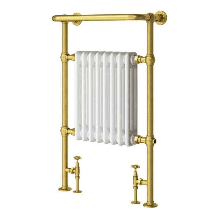 Tennessee White & Gold Heated Towel Rail - 940x600mm