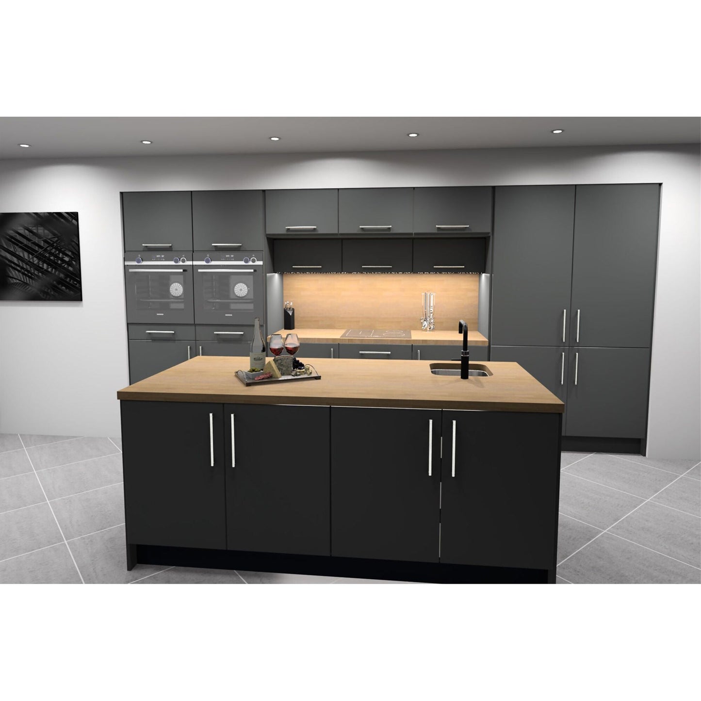 Smooth Dust Grey Dark Slab Style Kitchen Units -All Sizes
