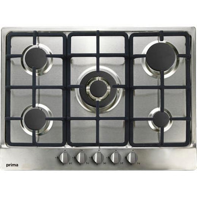 Prima 70CM STAINLESS STEEL GAS HOB PRGH114 with cast iron pan supports