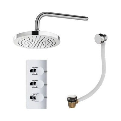 Arkansas Double Outlet Concealed Valve with Round Shower Head & Overflow Bath Filler