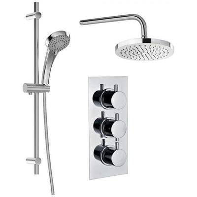 Arkansas Double Concealed Outlet Valve with Round Shower Head & Slide Rail Kit