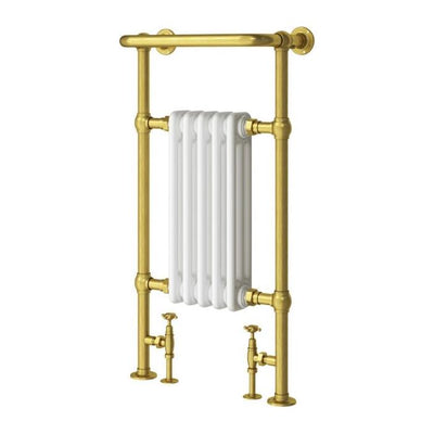 Tennessee White & Brushed Gold Heated Towel Rail - 938x500mm