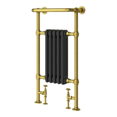 Tennessee Black & Brushed Gold Heated Towel Rail - 938x500mm