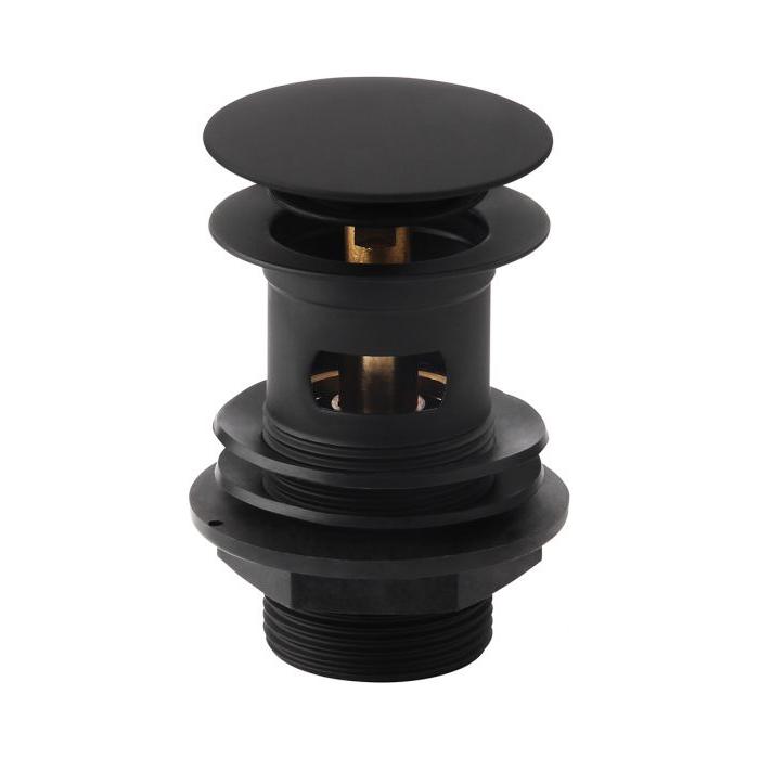 Black Basin Push Button Waste - Slotted