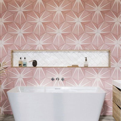 Buckinghamshire Hex Matt Pink Hexagon Porcelain Tile - 198x228mm