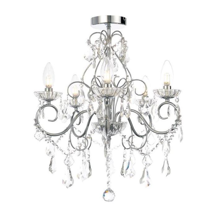 Compton Chrome Five Light Crystal Chandelier