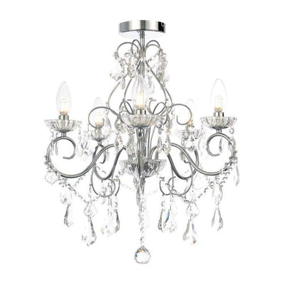 Compton Chrome Five Light Crystal Chandelier