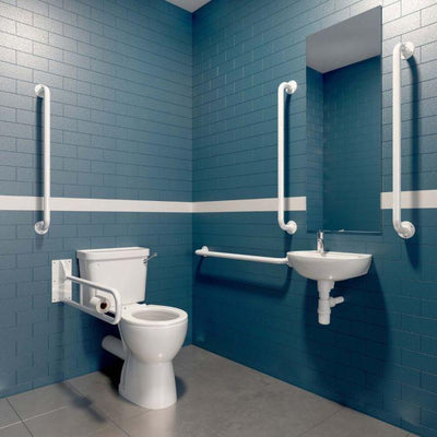 Dottie Doc M Accessible Toilet & Basin Pack with White Grab Rails