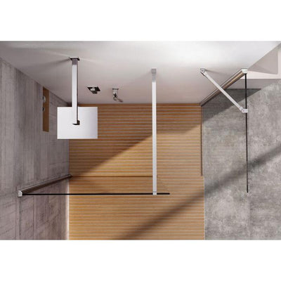 Cubuz Walk-in Fixed Clear Glass & Chrome Shower Screen - 1180mm Shower Tray or Wetroom