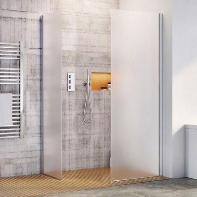 Cubuz Walk-in Fixed Frosted Glass & Chrome Shower Screen - 680mm Shower Tray or Wetroom