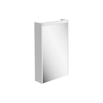 Deane LED Mirrored Wall Cabinet Single Door Matt White 450mm