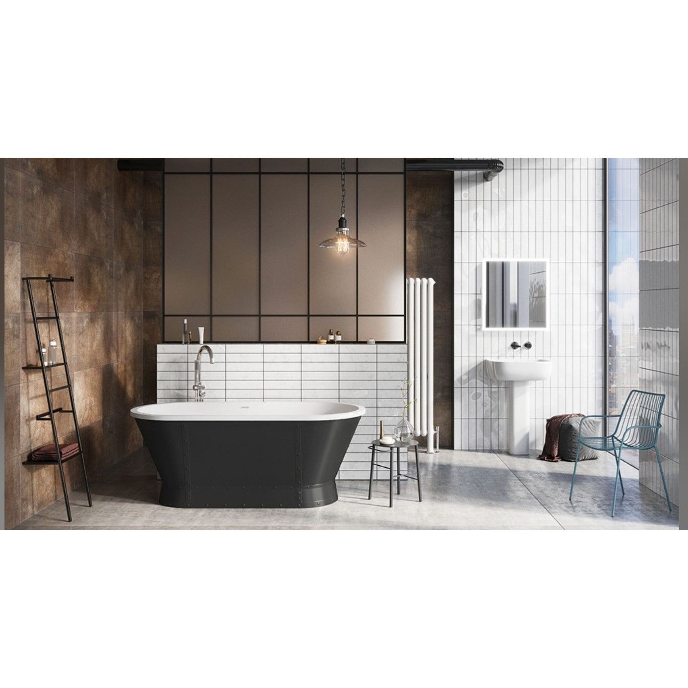 Gina Black Freestanding Acrylic Bath - 1676x780mm