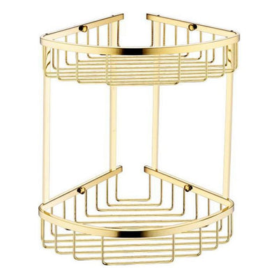 North Carolina Double Corner Shower Basket - Brushed Gold
