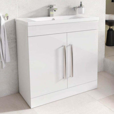 Veto 800mm Gloss White Floorstanding Vanity Unit with Ceramic Basin
