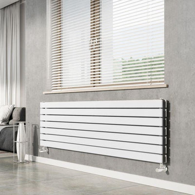 Michigan White Single Horizontal Flat Panel Radiator - 475x1600mm