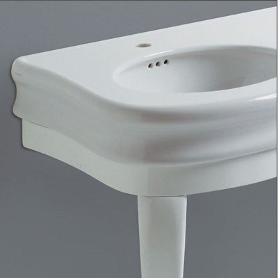 Laura Double Console Basin & Wooden Stand in Gloss White
