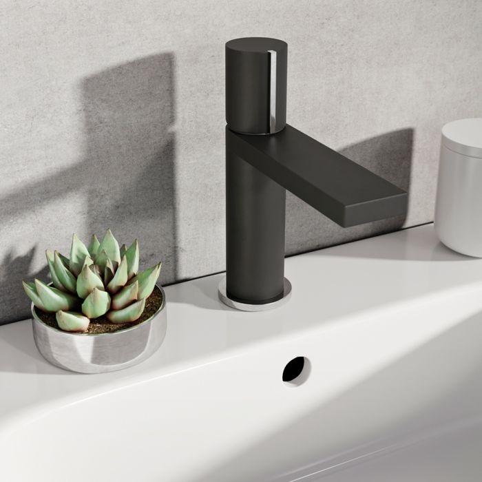 Lexi Matt Black & Chrome Basin Mixer Tap