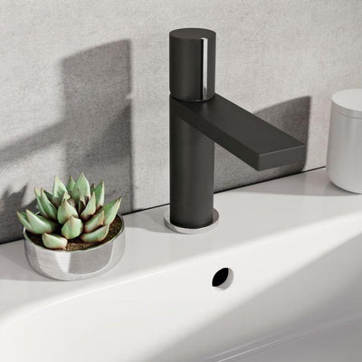 Lexi Matt Black & Chrome Basin Mixer Tap