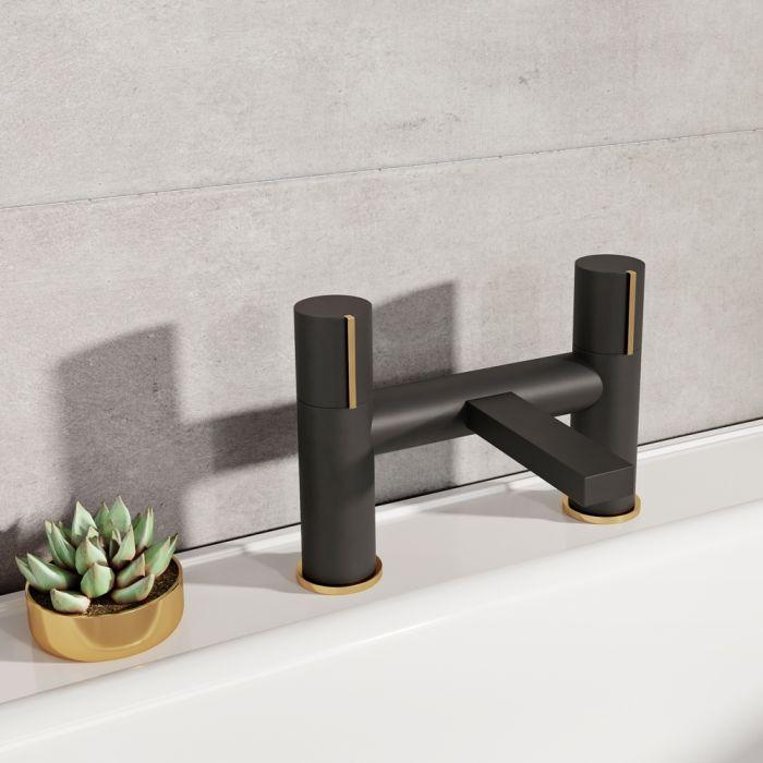 Lexi Matt Black & Gold Bath Filler Tap