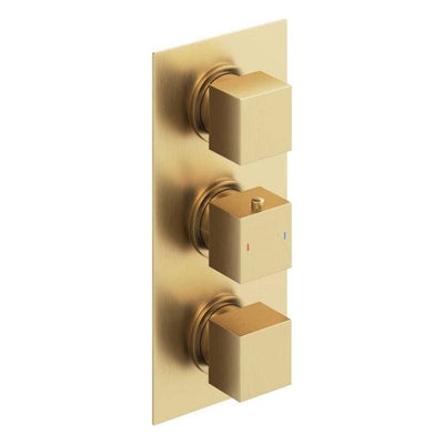 Liberty Triple Outlet Square Concealed Valve – Brushed Gold