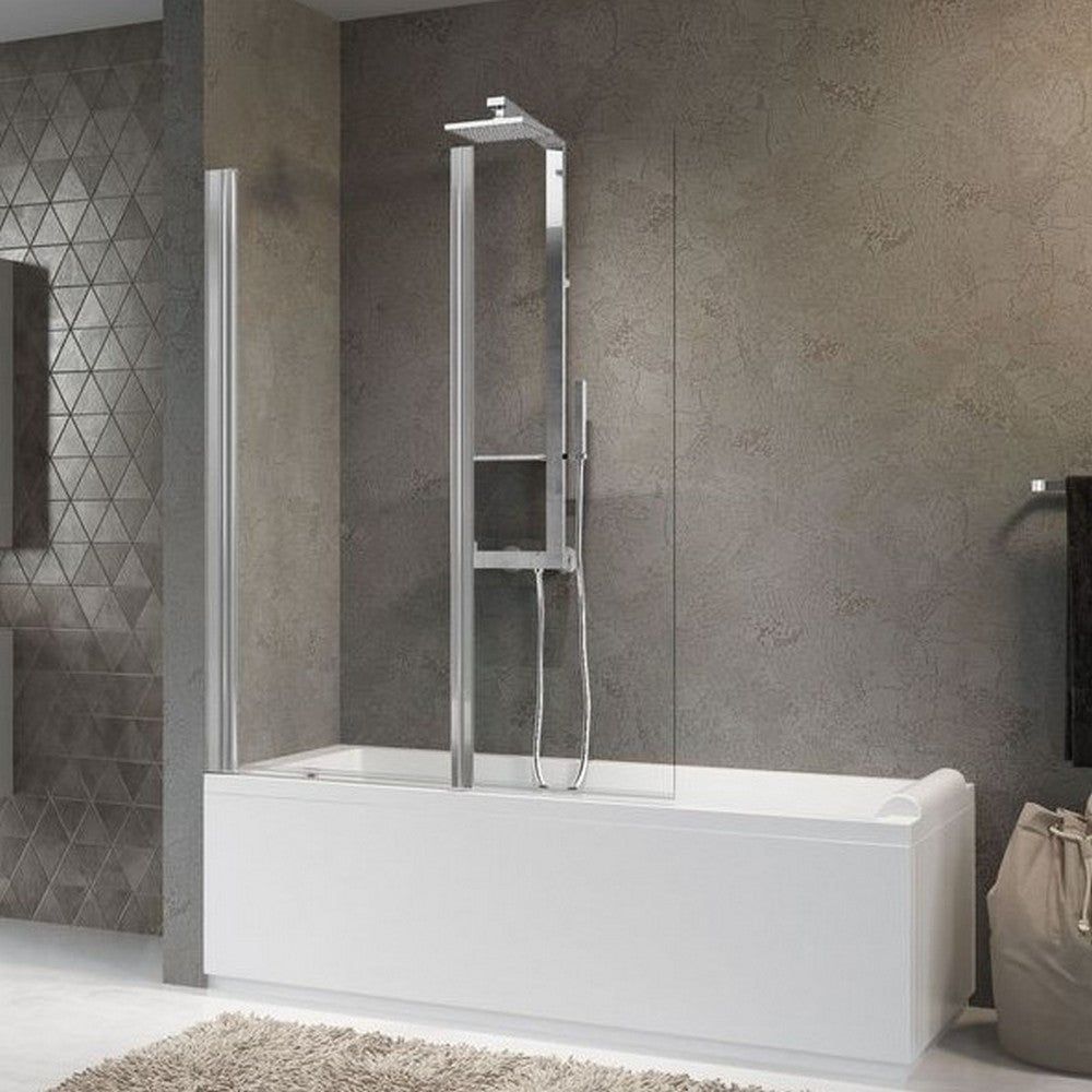Novellini AURORA 2 REVERSIBLE TWO SECTION BATHS CREEN, TWO HINGED PANELS White- Silver -Chrome