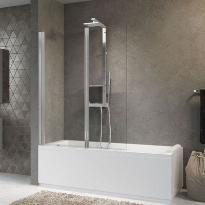 Novellini AURORA 2 REVERSIBLE TWO SECTION BATHS CREEN, TWO HINGED PANELS White- Silver -Chrome