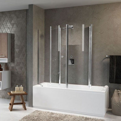 Novellini Aurora 4 Two Folding 750mm Bath Screen White-Silver -Chrome