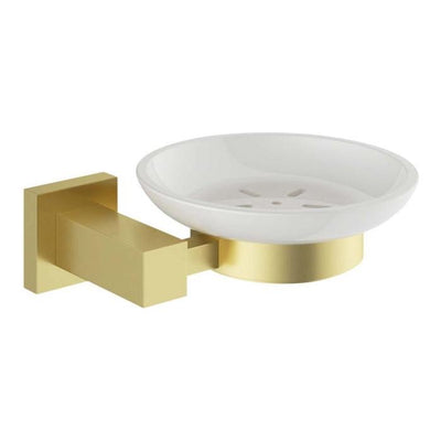 Maryland Ceramic Soap Dish and Brushed Gold Holder