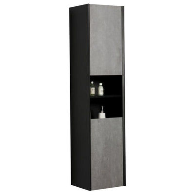 Melvin/Tawny Wall Hung Tall Storage Cabinet in Black & Concrete