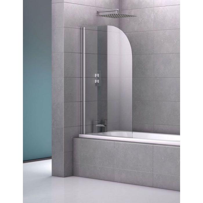 Navy Single Curved Bath Screen