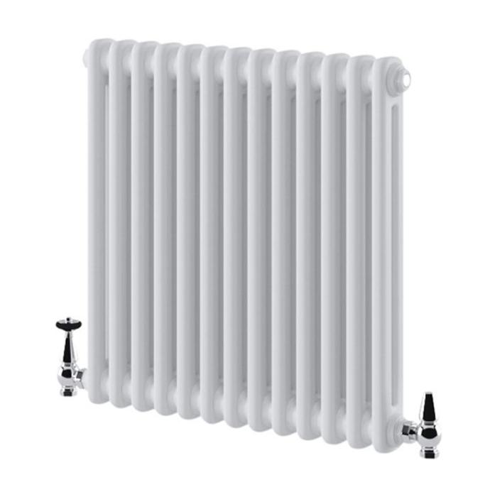 Nevada White Double Horizontal Column Radiator - 600x605mm