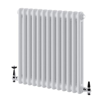 Nevada White Double Horizontal Column Radiator - 600x785mm