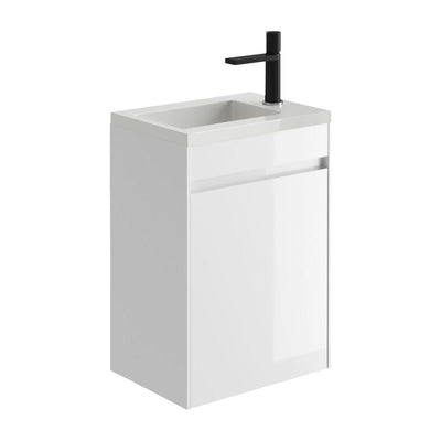 Oscar 440mm Wall Hung Cloakroom Vanity Unit with Resin Basin in Gloss White