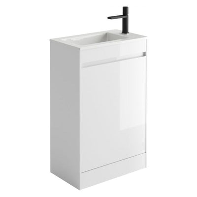 Oscar 540mm Floor Standing Cloakroom Vanity Unit with Ceramic Basin in Gloss White