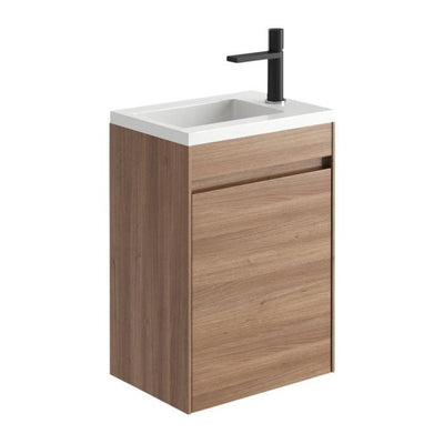 Oscar 540mm Wall Hung Cloakroom Vanity Unit with Ceramic Basin in Natural Oak