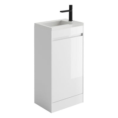 Oscar 545mm Floor Standing Cloakroom Vanity Unit with Resin Basin in Gloss White