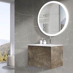Oscar Wall Mounted Vanity Unit Metallic & White Resin Basin 600mm