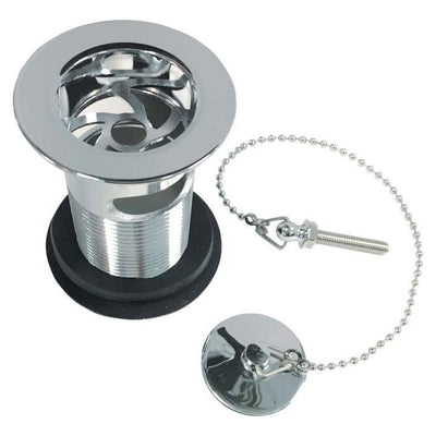 Chrome Basin Plug & Link Chain Waste - Slotted
