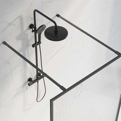 Hopper Black Shower Screen Straight Support Bar - 1200mm